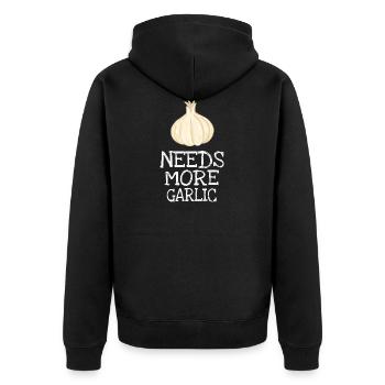 Needs More Garlic Gift Cook Cook - Unisex Premium Organic Zip Hoodie - black - Back - Nico (187cm)
