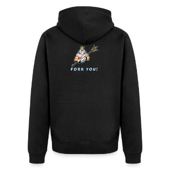 Fork You / Fuck You - Unisex Premium Bio Zip Hoodie - Schwarz - Hinten - Nico (187cm)