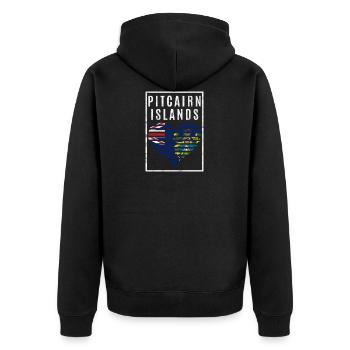 Pitcairninseln - Unisex Premium Bio Zip Hoodie - Schwarz - Hinten - Nico (187cm)