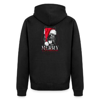 Santa MALINOIS Merry Christmas Dogs Dog Wilsigns - Unisex Premium Organic Zip Hoodie - black - Back - Nico (187cm)
