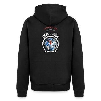 Klima Schutz, Naturschutz, Klimawandel - Unisex Premium Bio Zip Hoodie - Schwarz - Hinten - Nico (187cm)