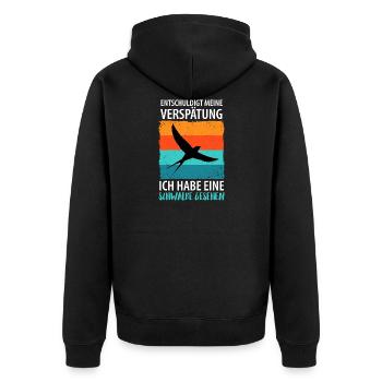 Vögel Vogel Schwalbe - Unisex Premium Bio Zip Hoodie - Schwarz - Hinten - Nico (187cm)