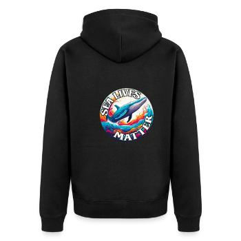 Protects marine life Blue whale on the color wheel - Unisex Premium Organic Zip Hoodie - black - Back - Nico (187cm)