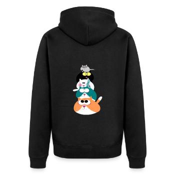 Katzen - Unisex Premium Bio Zip Hoodie - Schwarz - Hinten - Nico (187cm)