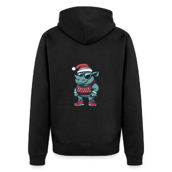 Nashorn Weihnachten X-Mas - Unisex Premium Bio Zip Hoodie - Schwarz - Hinten - Nico (187cm)