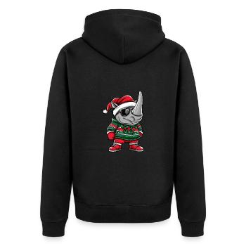 Noël de rhinocéros Noël laid - Veste à capuche bio Premium Unisexe - noir - Dos - Nico (187cm)