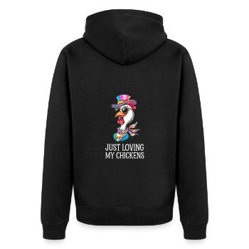 I Love My Chickens - Funny Chickens Cartoon - Unisex Premium Organic Zip Hoodie - black - Back - Nico (187cm)