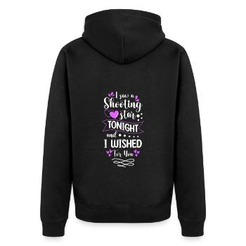 Star Wish Moon Astronaut - Unisex Premium Organic Zip Hoodie - black - Back - Nico (187cm)