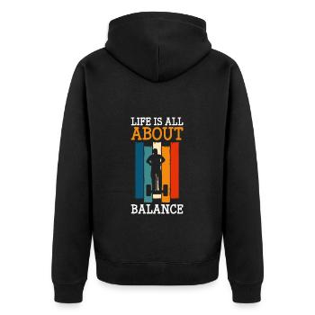 Roller Balance Floating Board - Unisex Premium Organic Zip Hoodie - black - Back - Nico (187cm)