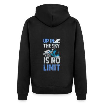 Fallschirmspringen Adrenalin Freifall Base Jump - Unisex Premium Bio Zip Hoodie - Schwarz - Hinten - Nico (187cm)
