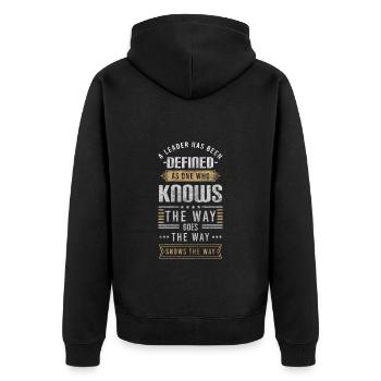 Anführer Mitarbeiter Abteilungsleiter Kapitän - Unisex Premium Bio Zip Hoodie - Schwarz - Hinten - Nico (187cm)