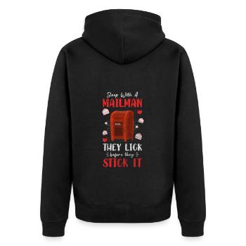 Postbote Brief Beruf Briefbote - Unisex Premium Bio Zip Hoodie - Schwarz - Hinten - Nico (187cm)