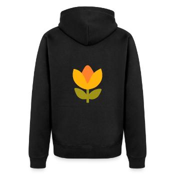 70s Flower Yellow Pattern Retro - Unisex Premium Organic Zip Hoodie - black - Back - Nico (187cm)