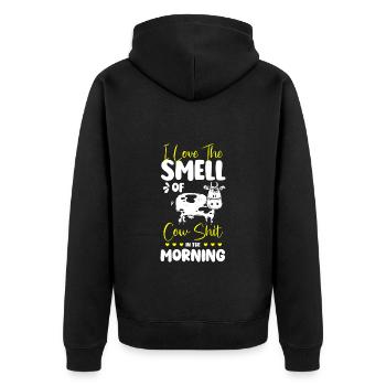 Rind Landwirt Vieh Nutztier - Unisex Premium Bio Zip Hoodie - Schwarz - Hinten - Nico (187cm)