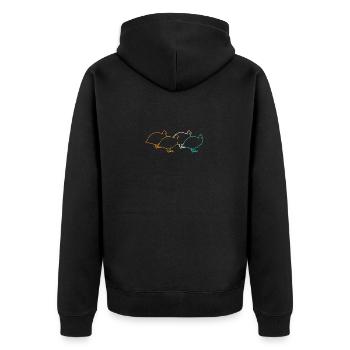 Hühner Hahn Perlhuhn - Unisex Premium Bio Zip Hoodie - Schwarz - Hinten - Nico (187cm)