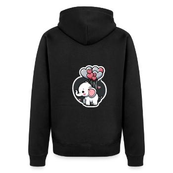 Cute baby elephant with heart balloon elephant mom - Unisex Premium Organic Zip Hoodie - black - Back - Nico (187cm)