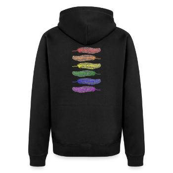 Feathers Rainbow - Unisex Premium Organic Zip Hoodie - black - Back - Nico (187cm)