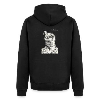 Dessin au trait du sweat à capuche tête de mort - Veste à capuche bio Premium Unisexe - noir - Dos - Nico (187cm)