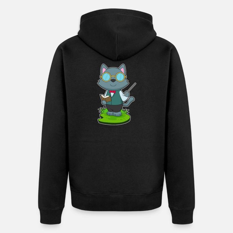 Pointeur Cat Teacher - Veste à capuche bio Premium Unisexe - noir