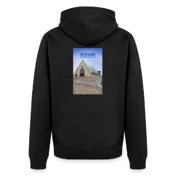 Gothenburg Sweden - Unisex Premium Organic Zip Hoodie - black - Back - Nico (187cm)