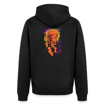 Lion - Unisex Premium Organic Zip Hoodie - black - Back - Nico (187cm)
