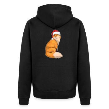 Fuchs Weihnachten Weihnachtsmütze - Unisex Premium Bio Zip Hoodie - Schwarz - Hinten - Nico (187cm)