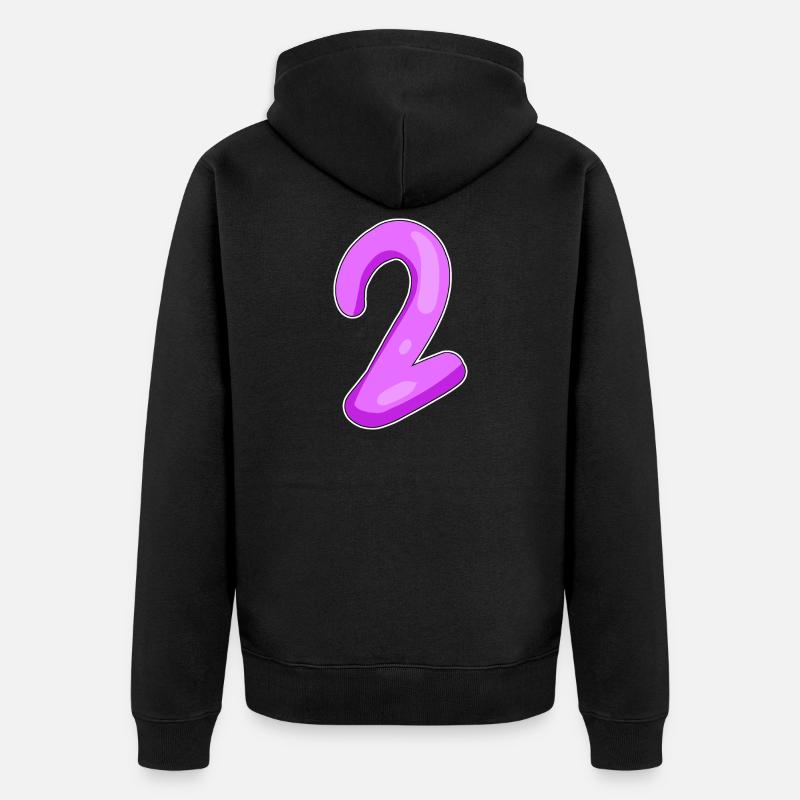 Deux - 2 - Nombre - Veste à capuche bio Premium Unisexe - noir