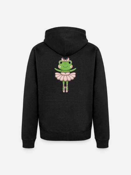 Żaba baletowa w różowym tutu - Ekologiczna rozpinana bluza z kapturem Premium unisex - czarny