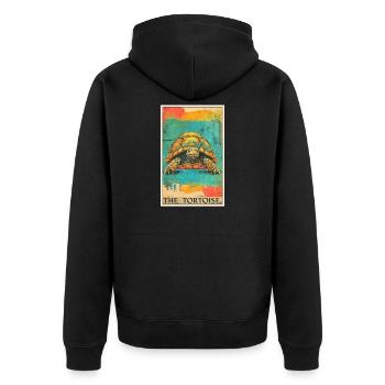 Tortoises Tortoise - Unisex Premium Organic Zip Hoodie - black - Back - Nico (187cm)