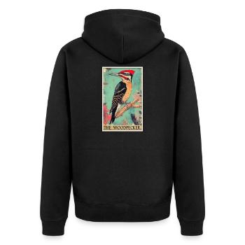 Spechte Specht - Unisex Premium Bio Zip Hoodie - Schwarz - Hinten - Nico (187cm)