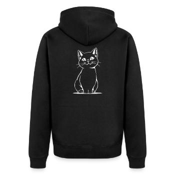 Katze Kätzchen Katzenshirt Geschenk - Unisex Premium Bio Zip Hoodie - Schwarz - Hinten - Nico (187cm)