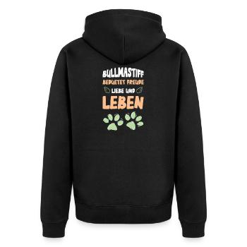 Bullmastiff signifie joie et vie - Veste à capuche bio Premium Unisexe - noir - Dos - Nico (187cm)