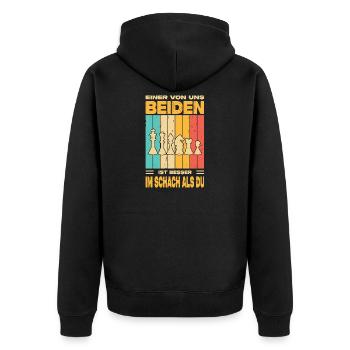 Schachspieler Geschenke Schach Zubehör Schachbrett - Unisex Premium Bio Zip Hoodie - Schwarz - Hinten - Nico (187cm)