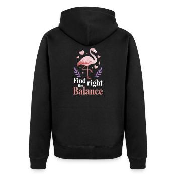 Find The Right Balance Flamingo Spruch - Unisex Premium Bio Zip Hoodie - Schwarz - Hinten - Nico (187cm)
