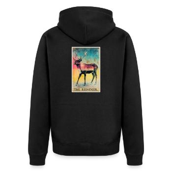 Rentiere Rentier - Unisex Premium Bio Zip Hoodie - Schwarz - Hinten - Nico (187cm)