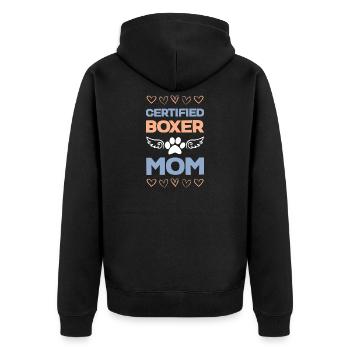 Zertifizierte Boxer-Mama - Unisex Premium Bio Zip Hoodie - Schwarz - Hinten - Nico (187cm)