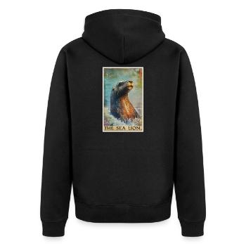 Sea Lions Sea Lion - Unisex Premium Organic Zip Hoodie - black - Back - Nico (187cm)