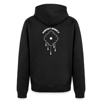 Honigwabe Tropfen Design - Unisex Premium Bio Zip Hoodie - Schwarz - Hinten - Nico (187cm)