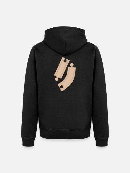 Wooden Curves Puzzle Pattern Rails - Unisex Premium Organic Zip Hoodie - black