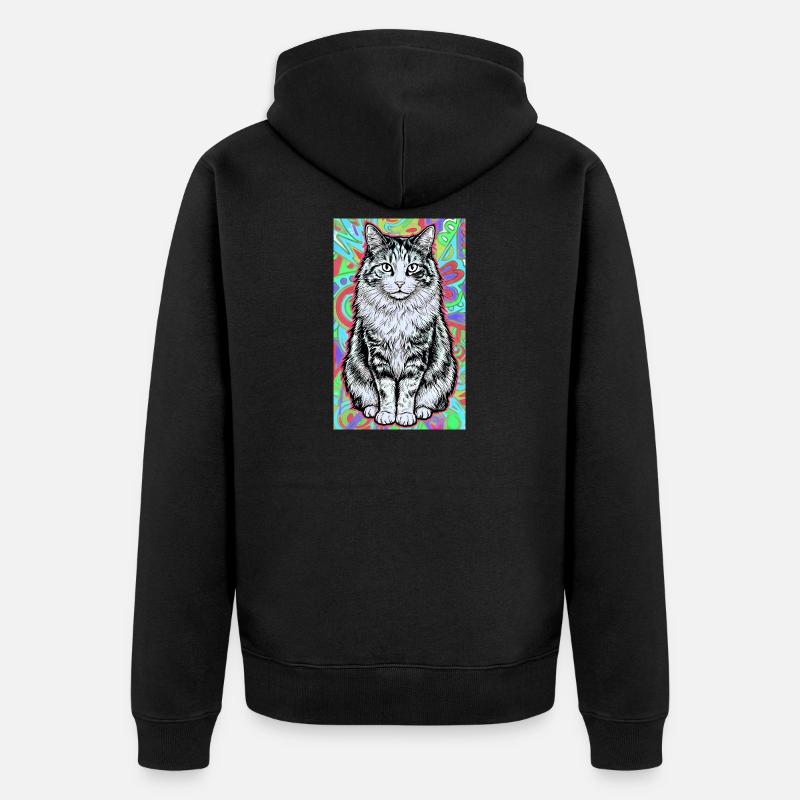 chat - Veste à capuche bio Premium Unisexe - noir