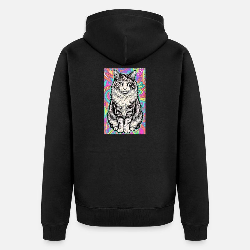 chat - Veste à capuche bio Premium Unisexe - noir