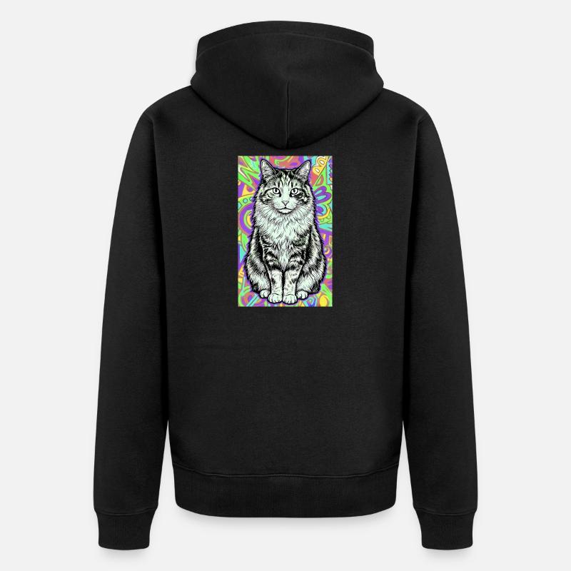 chat - Veste à capuche bio Premium Unisexe - noir