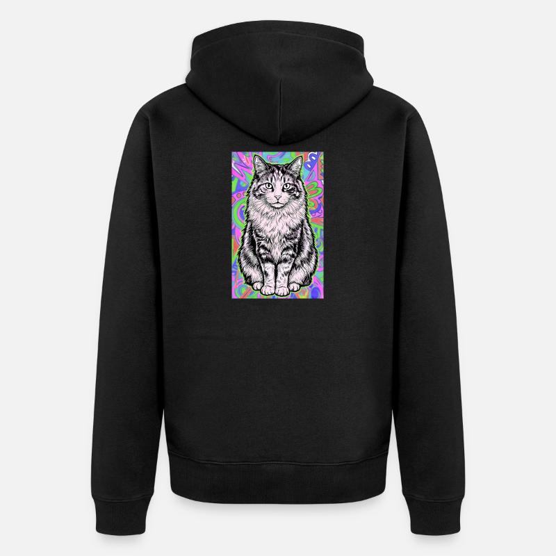 chat - Veste à capuche bio Premium Unisexe - noir