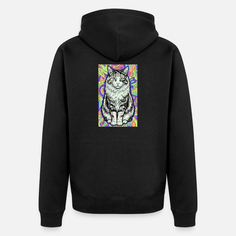 Katze - Unisex Premium Bio Zip Hoodie - Schwarz