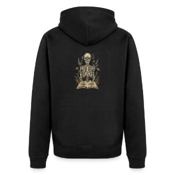 Skelett im Büchergarten Leseratte Bücherwurm - Unisex Premium Bio Zip Hoodie - Schwarz - Hinten - Nico (187cm)