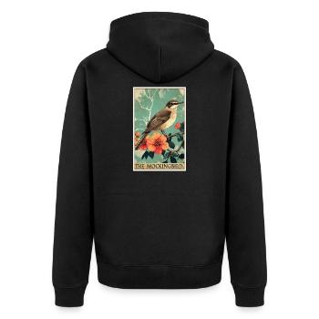 Spottdrosseln Spottdrossel - Unisex Premium Bio Zip Hoodie - Schwarz - Hinten - Nico (187cm)