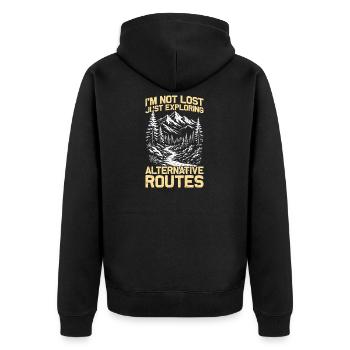 Alternative routes Hiking Mountains Mountaineering - Unisex Premium Organic Zip Hoodie - black - Back - Nico (187cm)