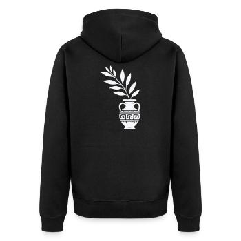 Antike Vase mit Blattzweigen - Unisex Premium Bio Zip Hoodie - Schwarz - Hinten - Nico (187cm)