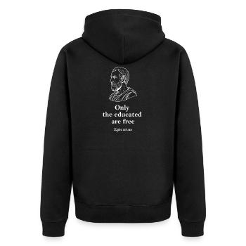 Citation d’Épictète sur la liberté d’éducation - Veste à capuche bio Premium Unisexe - noir - Dos - Nico (187cm)