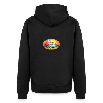 Sommer-Camping - Unisex Premium Bio Zip Hoodie - Schwarz - Hinten - Nico (187cm)